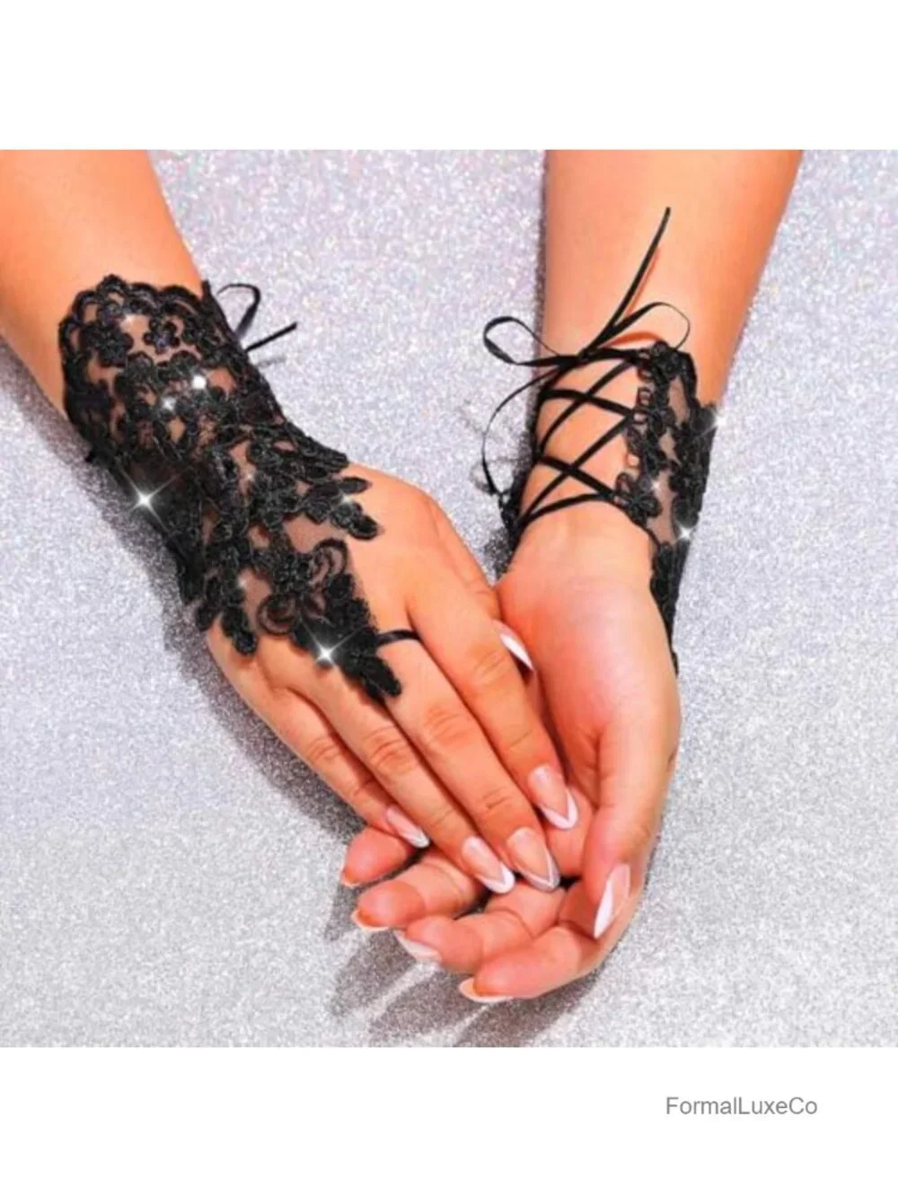 Lace Fingerless Sequins Gloves Short Bridal Glove Wedding Party Gift